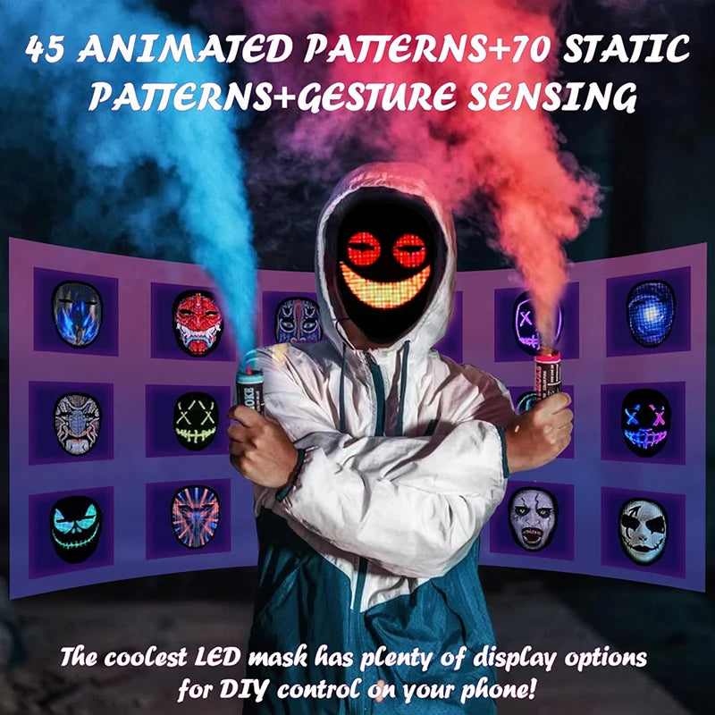 Bluetooth LED Face Mask with App Control