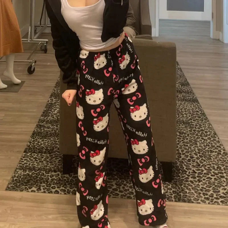 Cute Kitty Print Pajama Pants