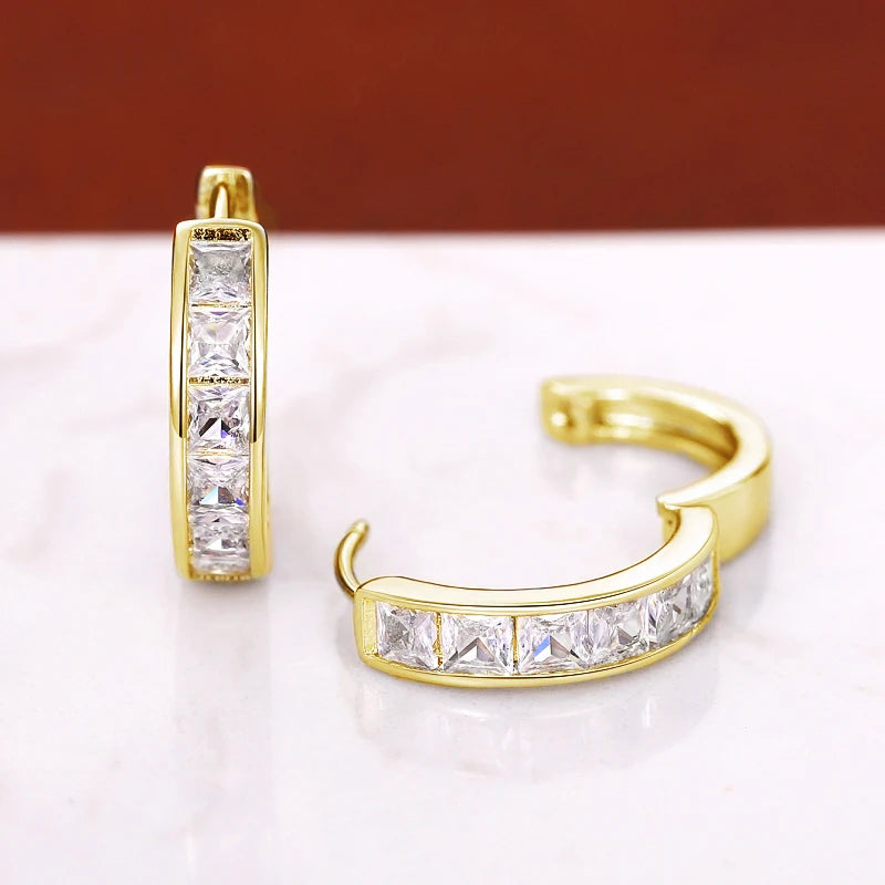 Princess CZ Hoop Earrings