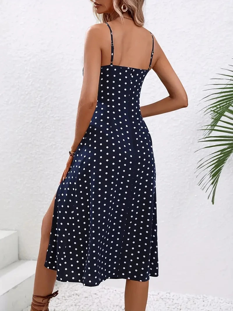 Midnight Blossom Split Midi Dress