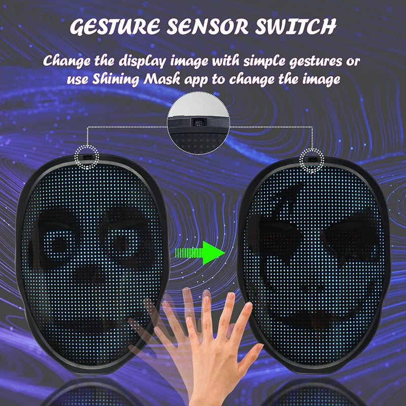 Bluetooth LED Face Mask with App Control