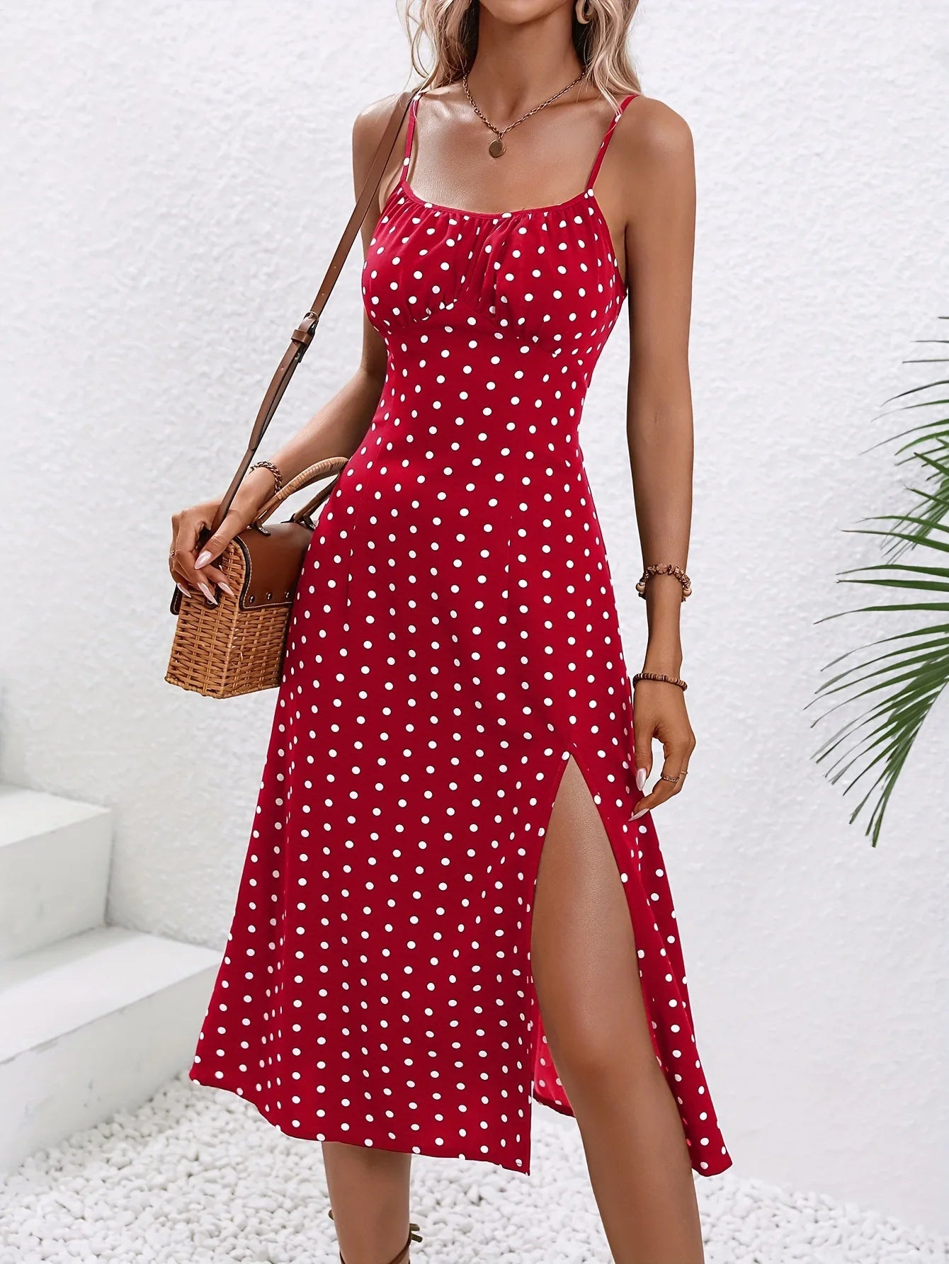 Midnight Blossom Split Midi Dress
