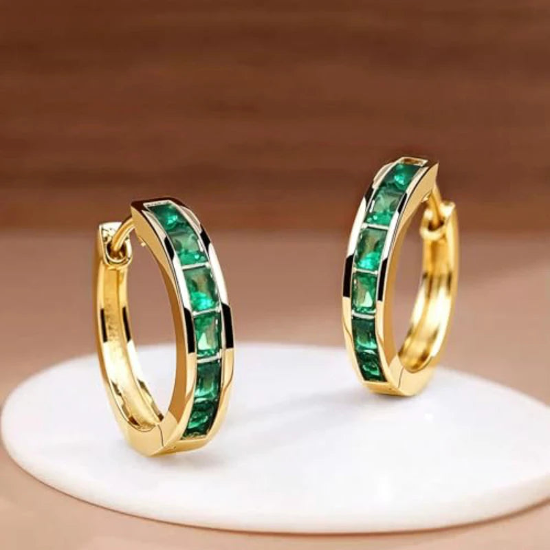 Princess CZ Hoop Earrings