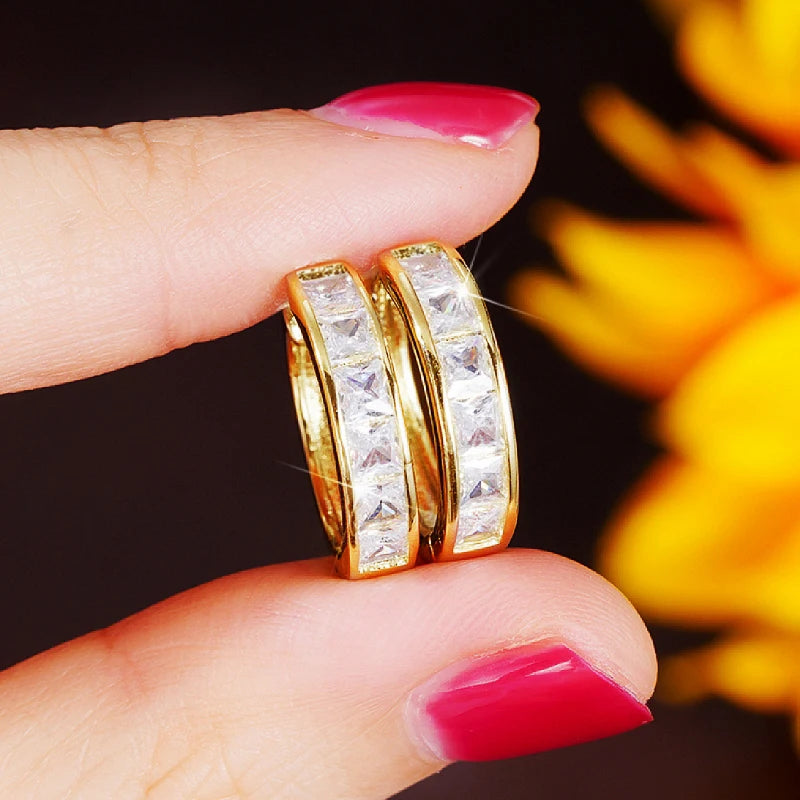 Princess CZ Hoop Earrings