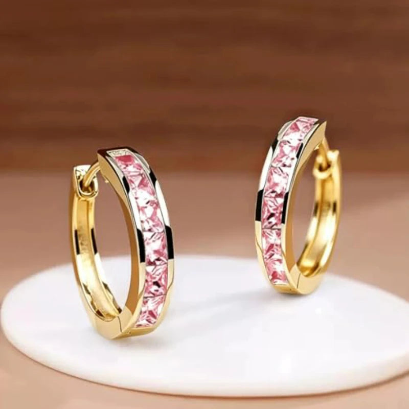 Princess CZ Hoop Earrings