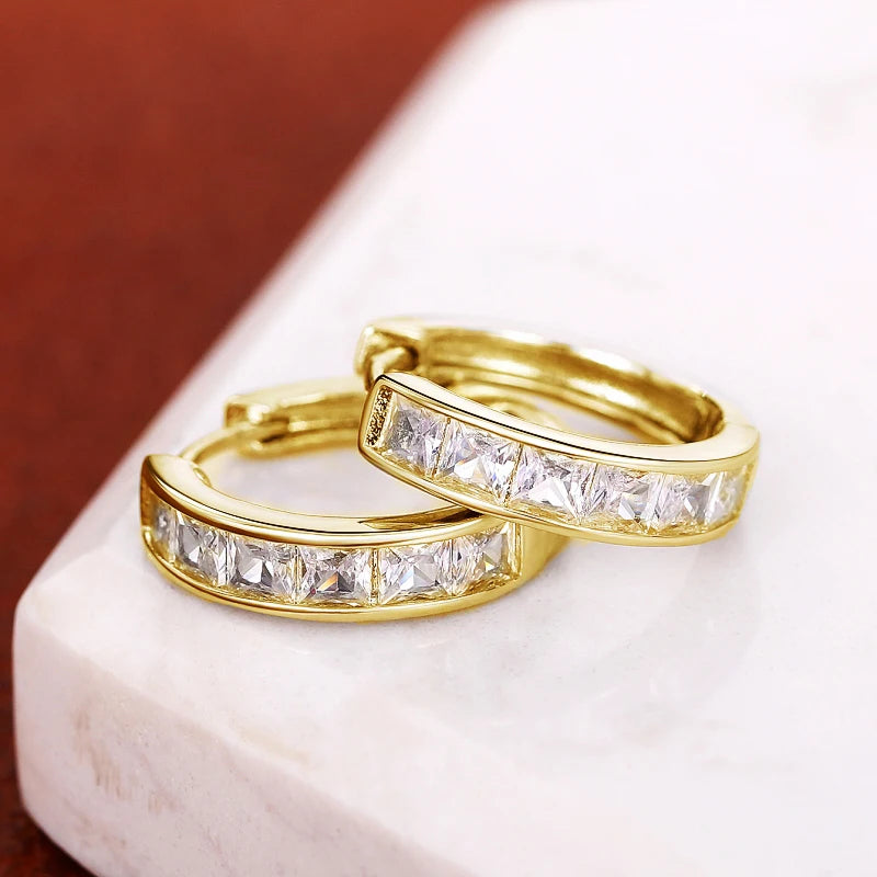 Princess CZ Hoop Earrings