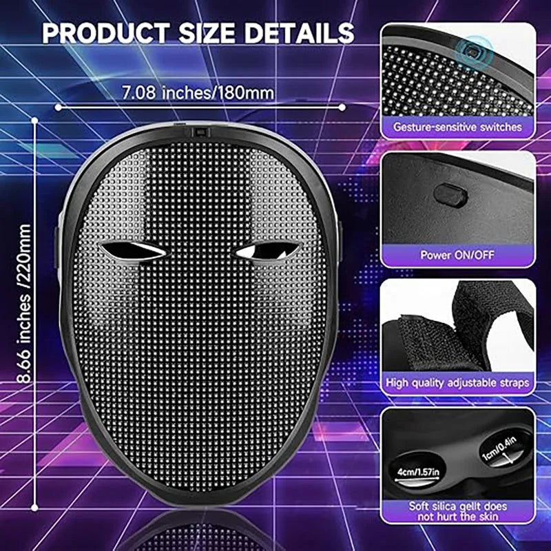 Bluetooth LED Face Mask with App Control