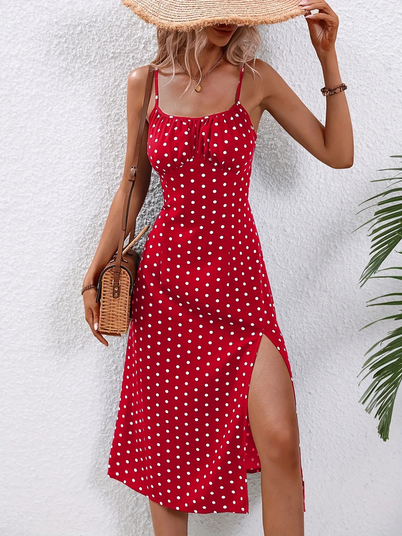 Midnight Blossom Split Midi Dress