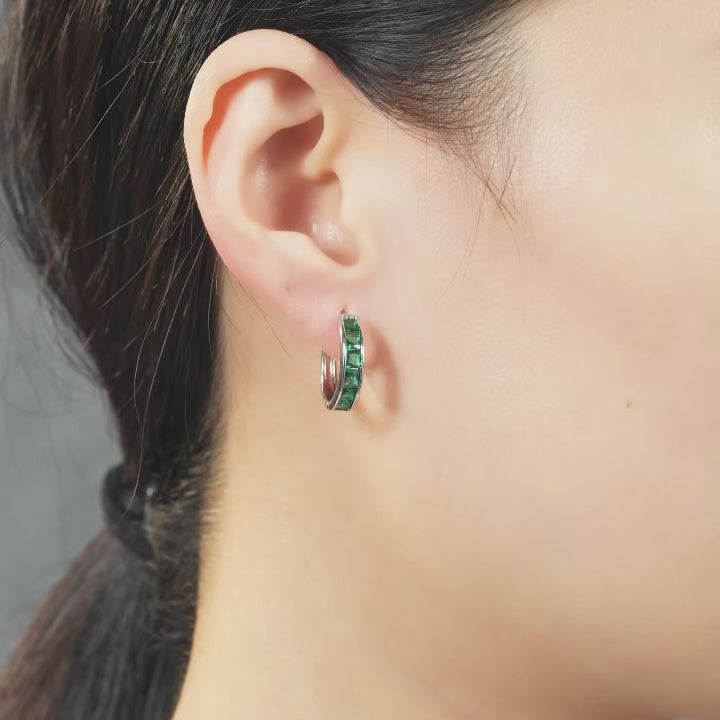 Princess CZ Hoop Earrings